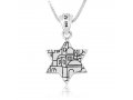 Pendant Necklace, Blue Star of David with Jerusalem Views on Reverse - Sterling Silver