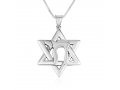 Pendant Necklace, Chai Letters on Star of David - Sterling Silver