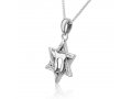 Pendant Necklace with Engraved Star of David and Chai Hebrew Letters  Sterling Silver