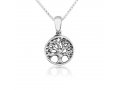 Pendant Necklace with Oval Tree of Life - Sterling Silver