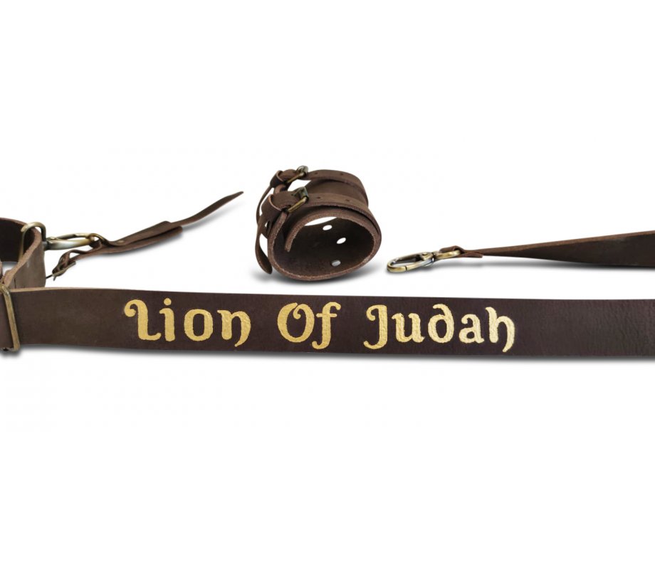 Personalized Leather Shoulder Sling with Custom Name for Carrying Kudu Horn Yemenite Shofar