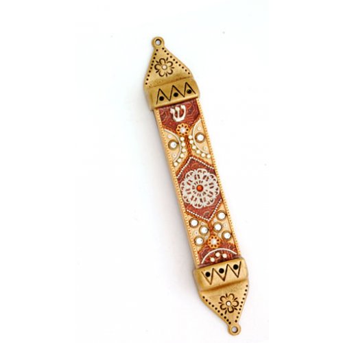 Pewter Mezuzah Case in Warm Shades by Shahaf