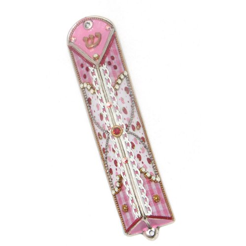 Pink Design Triangular Mezuzah Case - Shahaf