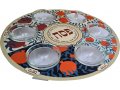 Raised Seder Plate with Glass Bowls, Colorful Pomegranate Design - Dorit Judaica
