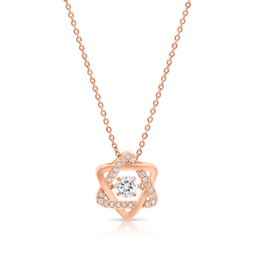 Rose Gold Plated Necklace, Zircon Decorated Star of David Pendant  Stainless Steel