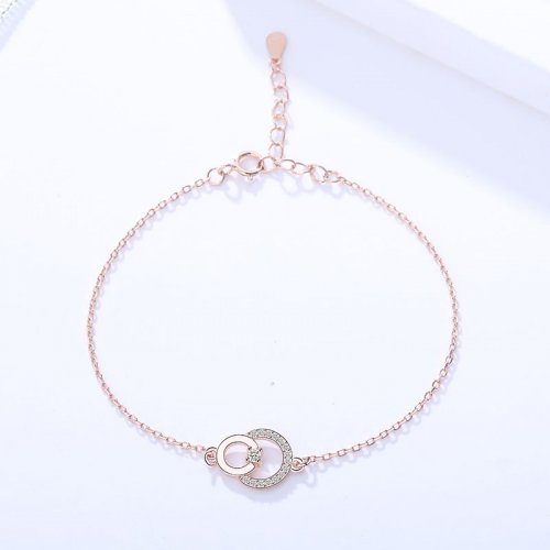 Rose Gold Plated Sterling Silver Bracelet - Circles