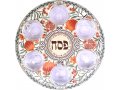 Seder Plate with Glass Bowls - Colorful Pomegranate and Buds - Dorit Judaica