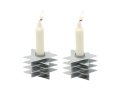 Shabbat Candlesticks, Silver Stacked Triangle Stars of David - Yair Emanuel