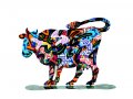 Shalva Cow Free Standing Double Sided Steel Sculpture - David Gerstein