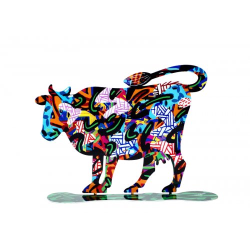 Shalva Cow Free Standing Double Sided Steel Sculpture - David Gerstein