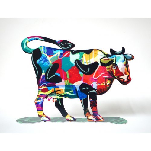 Shalva Cow Free Standing Double Sided Steel Sculpture - David Gerstein