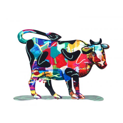 Shalva Cow Free Standing Double Sided Steel Sculpture - David Gerstein