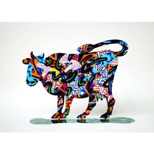 Shalva Cow Free Standing Double Sided Steel Sculpture - David Gerstein