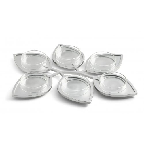 Silver Anodized Aluminum Raised Passover Seder Plate, Leaf Design - Israel Museum