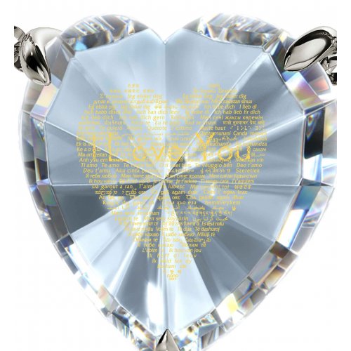 Silver I Love You Heart Zircon Necklace by Nano