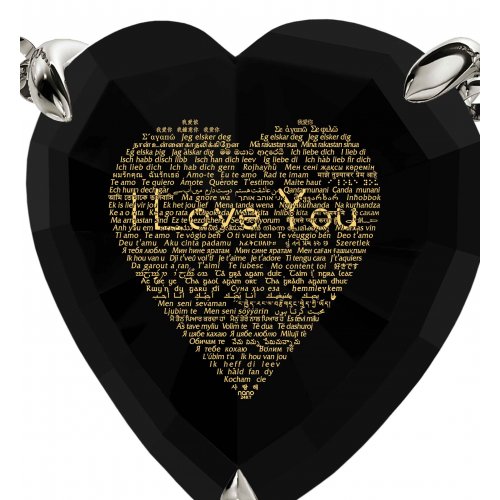 Silver I Love You Heart Zircon Necklace by Nano