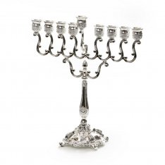 Silver Plated Hanukkah Menorah - Curling Branches Design