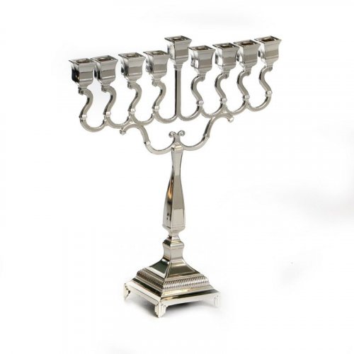 Silver Plated Hanukkah Menorah, Classic Design