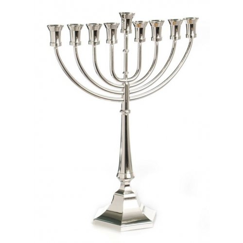 Silver Plated Hanukkah Menorah, Large Size and Classic Design