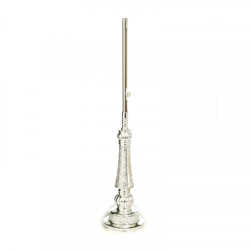 Silver Plated Tall Majestic Wand Shabbat Candle Lighter - Circle Design