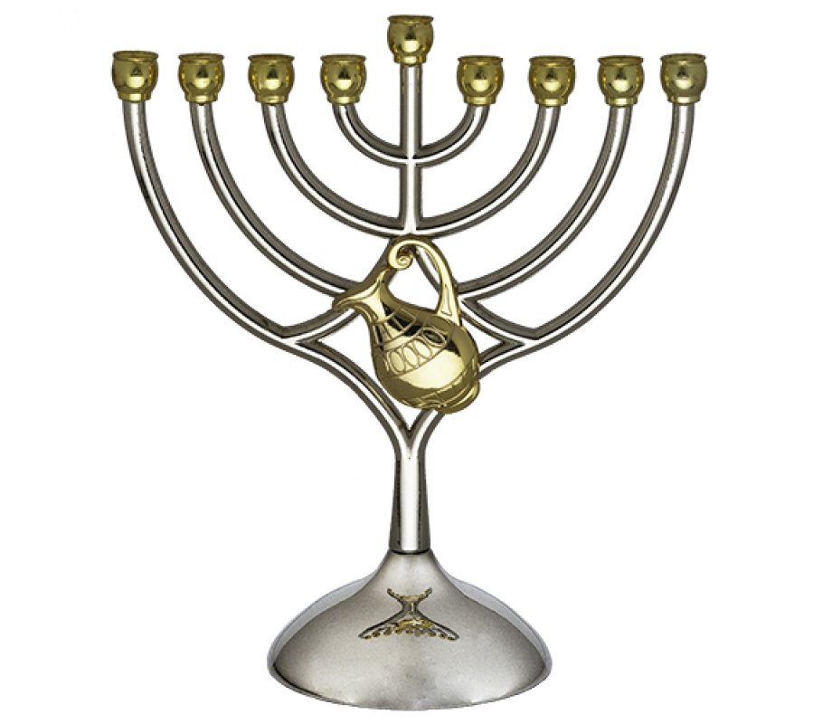  Gold Jerusalem Menorah, Decorative Judaica Candle