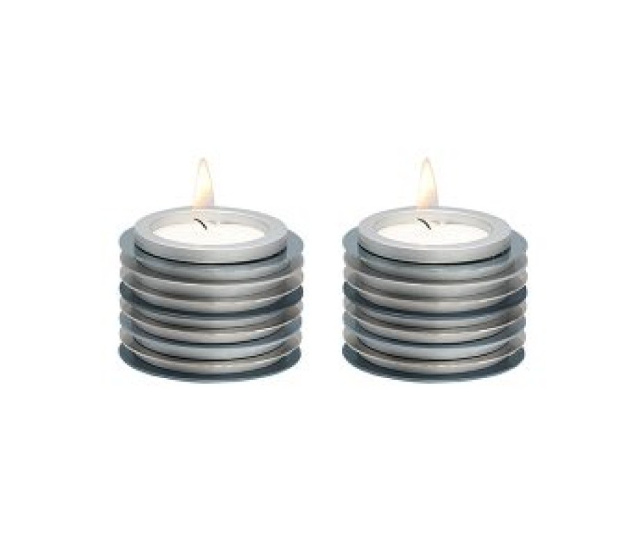Small Tea Light Candlesticks as Stacked Discs, Colorful - Yair Emanuel