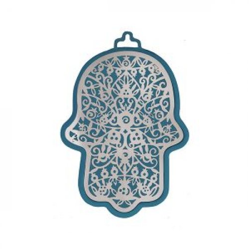 Small Wall Hamsa, Delicate Pomegranate Overlay in a Choice of Colors - Yair Emanuel