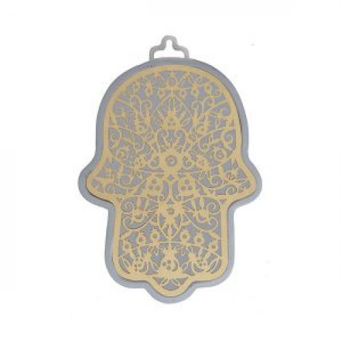 Small Wall Hamsa, Delicate Pomegranate Overlay in a Choice of Colors - Yair Emanuel