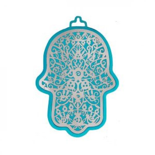 Small Wall Hamsa, Delicate Pomegranate Overlay in a Choice of Colors - Yair Emanuel