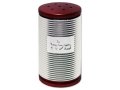 Spiral Design Salt Shaker with Hebrew Plaque, Maroon and Silver - Dorit Judaica