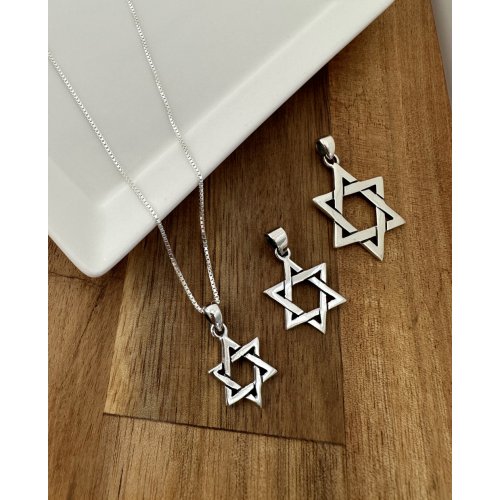 Star of David Necklace Pendant in 925 Sterling Silver