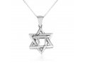 Star of David Pendant Enclosing CHAI Letters  Sterling Silver Necklace