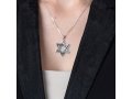 Star of David Pendant with Bead and Smooth Design - Sterling Silver Necklace