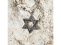 Star of David Pendant with Bead and Smooth Design - Sterling Silver Necklace