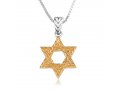 Sterling Necklace of Sterling Silver Gold Plated - Star of David Textured