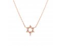 Sterling Silver Necklace, Plated with Rose Gold - Star of David Pendant with Zircons