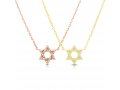 Sterling Silver Necklace, Plated with Yellow Gold - Star of David Pendant with Zircons