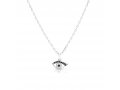 Sterling Silver Necklace with Evil Eye Charm Pendant - Blue and White Zircons