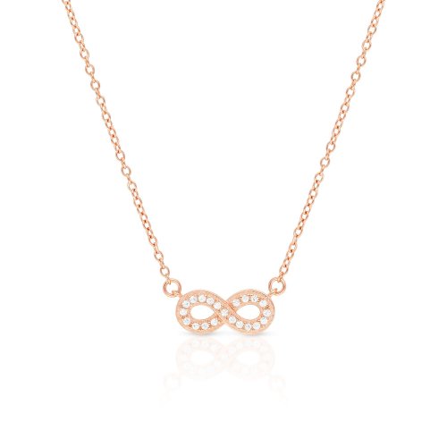 Sterling Silver Necklace with Yellow or Rose Gold Finish  Infinity Zircon Pendant