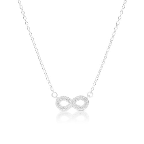 Sterling Silver Necklace with Yellow or Rose Gold Finish  Infinity Zircon Pendant