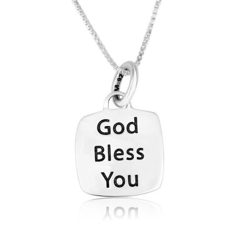 Sterling Silver Pendant Necklace - G-d Bless You