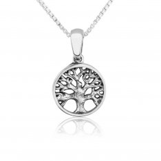 Sterling Silver Pendant Necklace - Oval Tree of Life