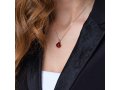 Sterling Silver Pendant Necklace  Red Enamel Pomegranate with Red Garnet Stone