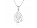 Sterling Silver Pendant Necklace, Abstract Engraving of Ha'esh Sheli