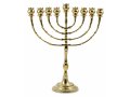 Tall Bronze Chanukah Menorah, Pomegranate Shaped Cups - Height 16 Inches