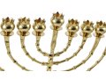 Tall Bronze Chanukah Menorah, Pomegranate Shaped Cups - Height 16 Inches