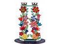 Tall Shabbat Candlesticks in Metal, Tall Colorful Flowers - Dorit Judaica