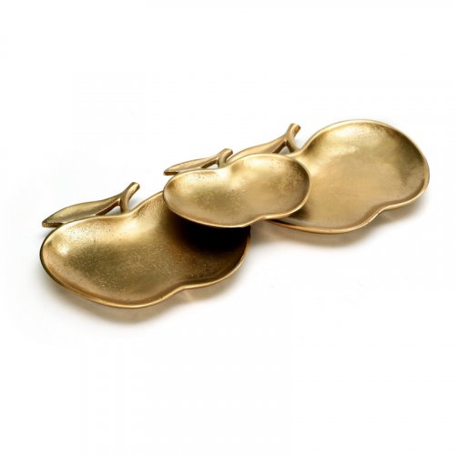 Three-Piece Gold Metal Apple Shaped Dish for Apple Slices on Rosh Hashanah