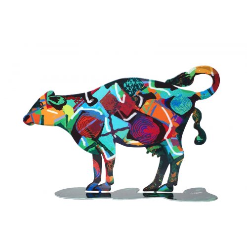 Tikva Cow Free Standing Double Sided Steel Sculpture - David Gerstein