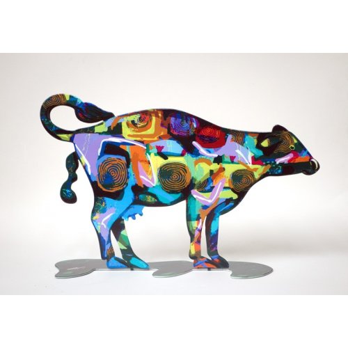 Tikva Cow Free Standing Double Sided Steel Sculpture - David Gerstein